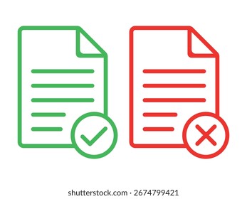 Lista de verificação com marca de seleção e ícone cruzado