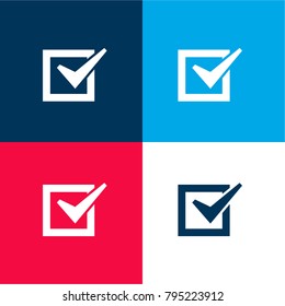 Checklist Checked Box Four Color Material And Minimal Icon Logo Set In Red And Blue