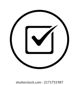 Checkliste, Auswahlfeld, fertig gestelltes Symbol. Schwarze Vektorgrafik.