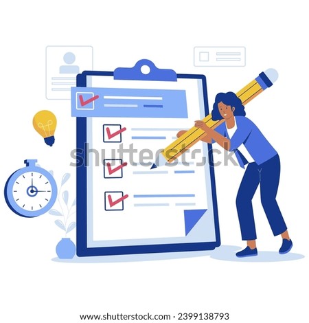 Checklist and checkmark ilustration. Vector flat illustration