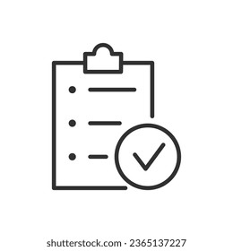 Checklist and checkmark, linear icon. Line with editable stroke