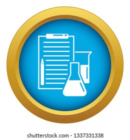 Checklist chemistry lab icon blue vector isolated on white background for any design