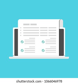 Checklist, Claim form online concept. Vector illustration in flat style.