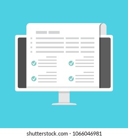 Checklist, Claim form online concept. Vector illustration in flat style.