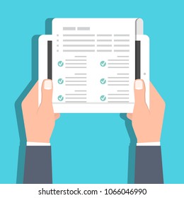 Checklist, Claim Form Online Concept. Vector Illustration In Flat Style.