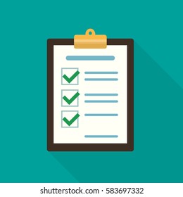 Checklist clipboard with approval sign