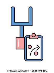 checklist clipboard with arrow and american football arch vector illustration design