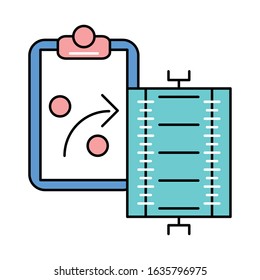 checklist clipboard with arrow and camp yard vector illustration design