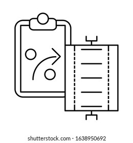 checklist clipboard with arrow and camp yard vector illustration design