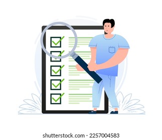 Checklist clipboard, check list and check marks. To-do list, survey. Online exam.