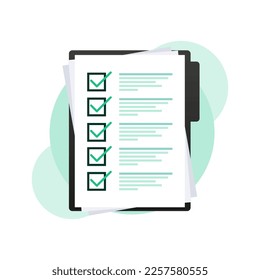 Checklist clipboard, check list and check marks. To-do list, survey. Online exam.