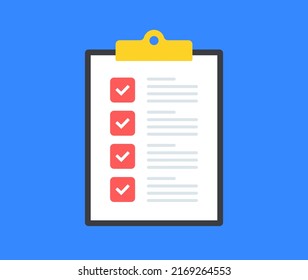 Checklist. Clipboard with check list. Modern vector illustration