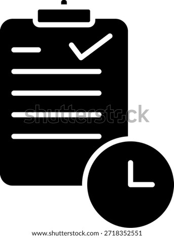 Checklist clipboard with clock and checkmark