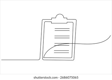 Checklist clipboard continuous line drawing minimal one line art concept of task list organization