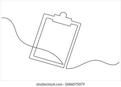 Portapapeles de lista de comprobación Dibujo de línea continuo Mínimo un concepto de arte de línea de organización de lista de tareas