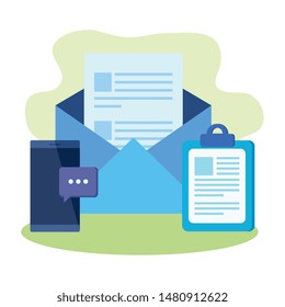 checklist clipboard with envelope mail