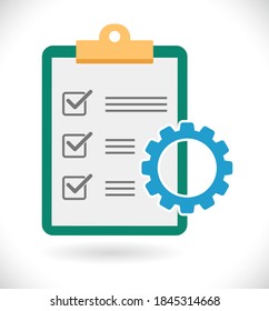 checklist clipboard with gear concept icon