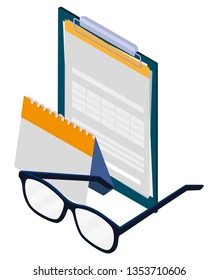 checklist clipboard with glasses