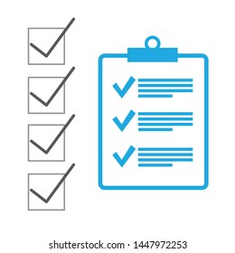 Checklist clipboard icon. Check list symbol right mark