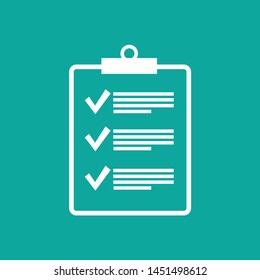 Checklist clipboard icon. Check list symbol right mark