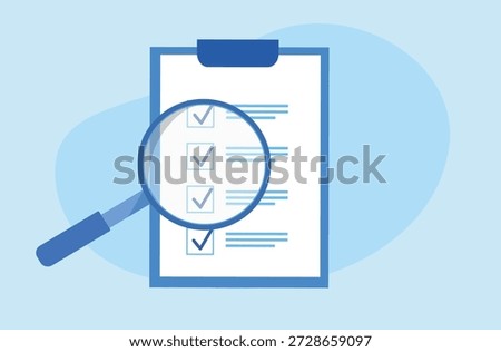checklist clipboard icon with check mark and magnifying glass vector illustration