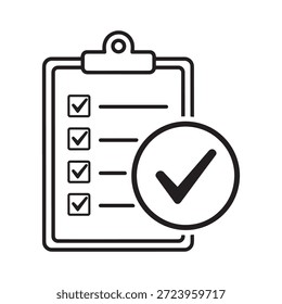 Icono de Portapapeles de lista de verificación con marca de verificación en el fondo blanco para conceptos comerciales y de gestión