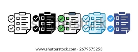 Checklist Clipboard Icon Set Multiple Style Collection