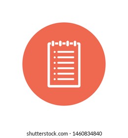 A checklist and a clipboard icon. A symbol of notes, a sign of writing for the checklist or the clipboard.