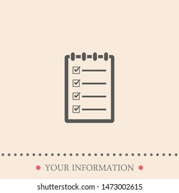 A checklist and a clipboard icon. A symbol of notes, a sign of writing for the checklist or the clipboard.