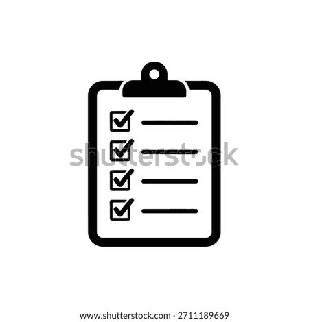 Checklist Clipboard Icon with Tick Marks Displaying Completed Tasks and a List of Items to Complete