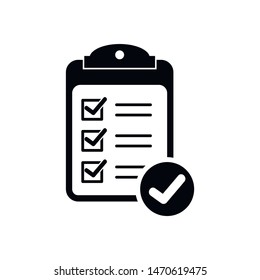 Checklist clipboard icon vector design. Checklist flat vector illustration in black on white background. EPS 10