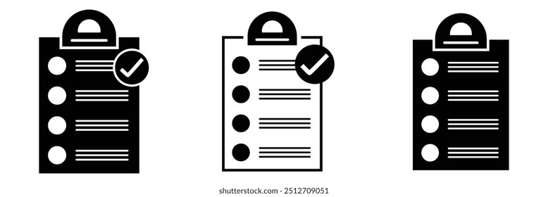 Lista de verificación icono de Portapapeles Ilustración vectorial logo Plantilla. Icono de línea de Portapapeles de lista de comprobación. Icono minimalista aislado sobre fondo blanco. Lista de verificación Portapapeles silueta simple. diseño eps 10. 