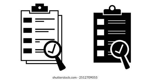 Modelo de logotipo de ilustração vetorial do ícone da área de transferência da lista de verificação. Ícone da linha da área de transferência da lista de verificação. Ícone minimalista isolado no fundo branco. Checklist prancheta simples silhueta. design eps 10. 