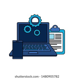 checklist clipboard with laptop computer