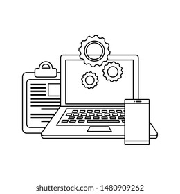 checklist clipboard with laptop computer