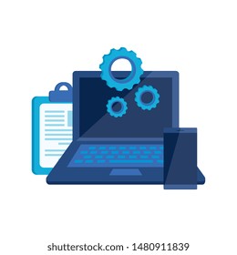checklist clipboard with laptop computer