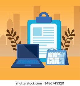 checklist clipboard with laptop computer