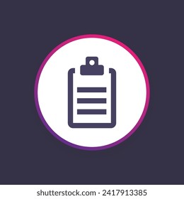Checklist clipboard line icon, check list sign vector graphics, outline isolated on a white background. Clip board or pad. Suitable for Web Page, Mobile App, UI, UX and GUI design. eps 10.