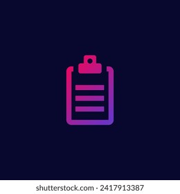 Checklist clipboard line icon, check list sign vector graphics, outline isolated on a white background. Clip board or pad. Suitable for Web Page, Mobile App, UI, UX and GUI design. eps 10.