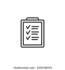 Checklist clipboard line icon. To do list linear style sign for mobile concept and web design. Taking note outline vector icon. Symbol, logo illustration. Pixel perfect vector graphics