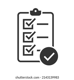 Checklist clipboard line icon isolated flat design vector illustration on white background.