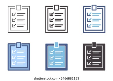 Lista de comprobación Portapapeles de documento en papel icono de informe. Elementos gráficos de Vector
