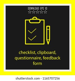 checklist, clipboard, questionnaire, feedback form vector icon