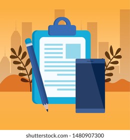 checklist clipboard with smartphone device