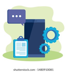 checklist clipboard with smartphone device