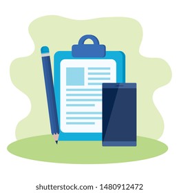 checklist clipboard with smartphone device