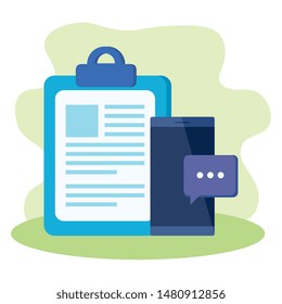 checklist clipboard with smartphone device