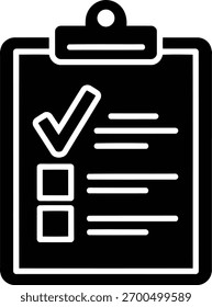 Lista de verificação e símbolo da área de transferência. Listar com caixas de seleção e linhas quadradas.