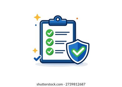 Checklist clipboard symbolizing quality control and approval with clearly marked checkmarks and a small shield icon reinforcing accuracy and