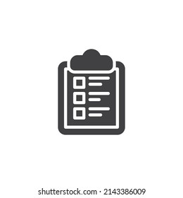 Icono del vector del portapapeles de lista de verificación. signo plano relleno para concepto móvil y diseño web. Icono de glifo de formulario de lista de verificación. Símbolo, ilustración del logotipo. Gráficos vectoriales